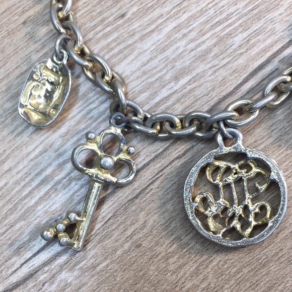 Vintage Charm Bracelet With Horse Key Heart Beetle And Letters - Picture 6 of 10